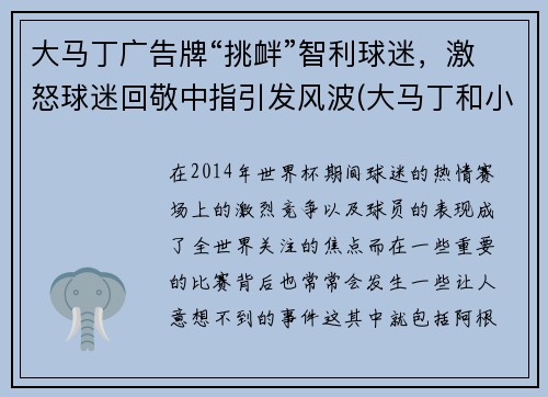 大马丁广告牌“挑衅”智利球迷，激怒球迷回敬中指引发风波(大马丁和小马丁)